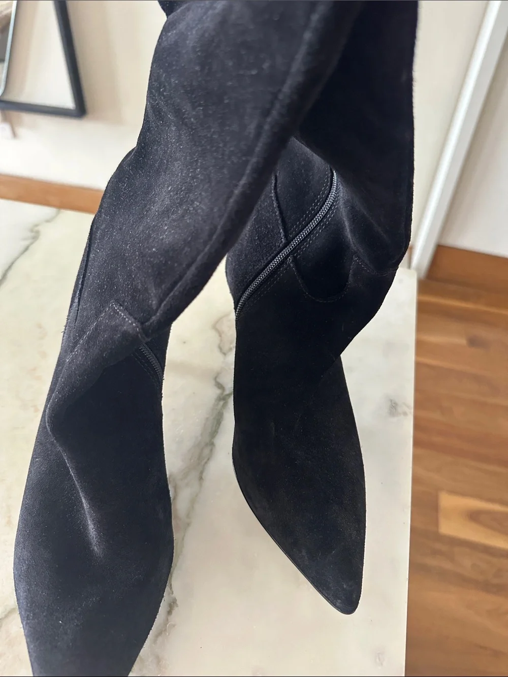 Matisse Black Suede Over-the-Knee Pointed Toe Boots
